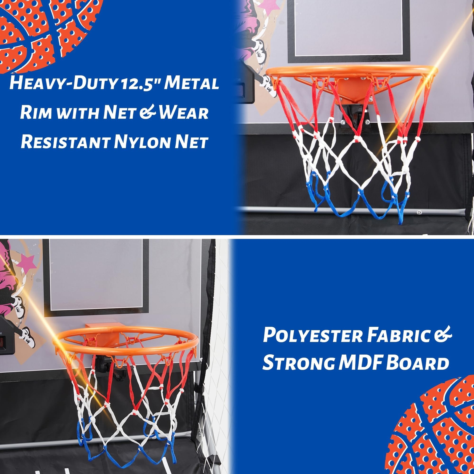 Foldable Electronic Dual Basketball Arcade Game,Double Shot 2Player,8 Game Op…