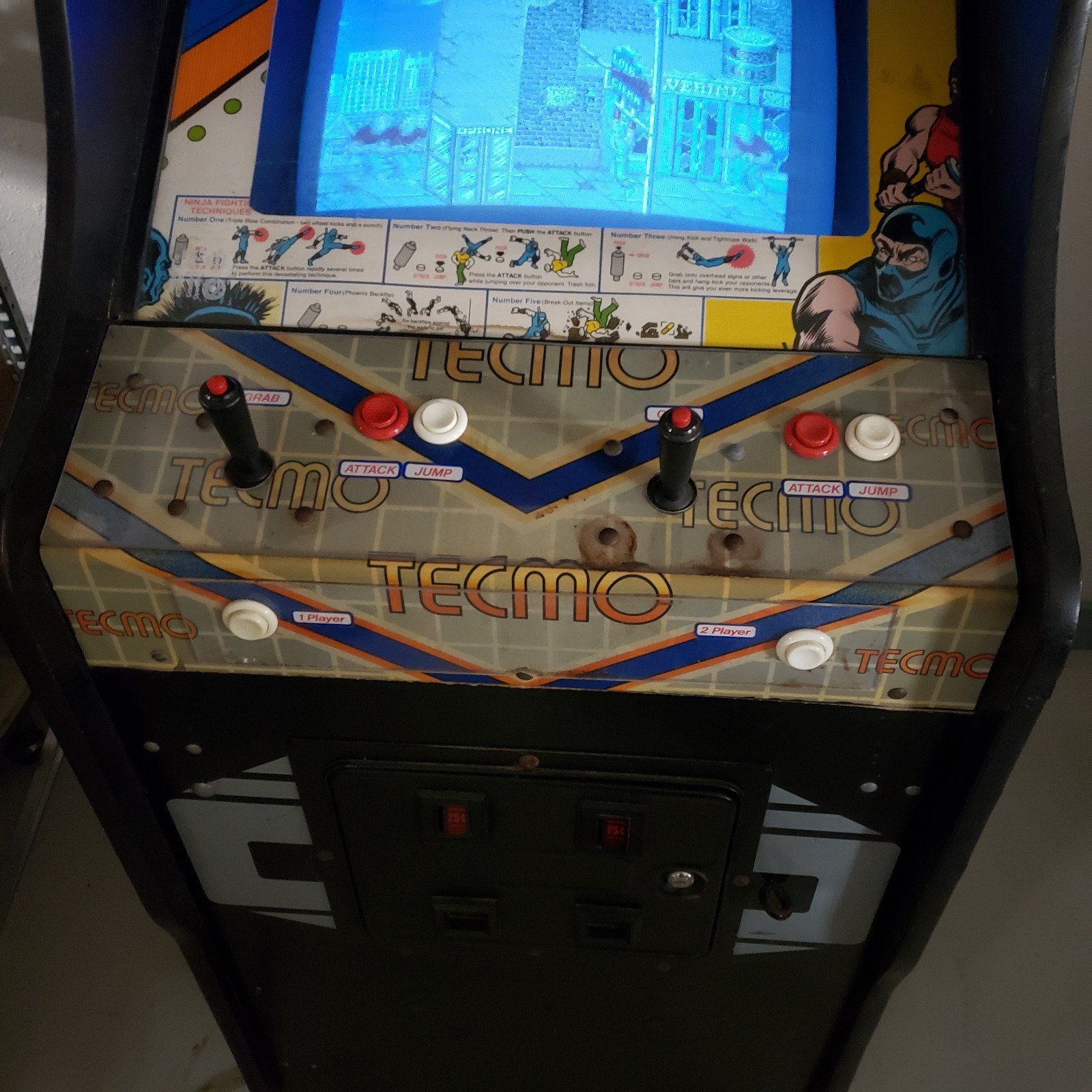 Vintage Tecmo Ninja Gaiden Arcade Cabinet Game 1988 – Tested Working Screen Wave