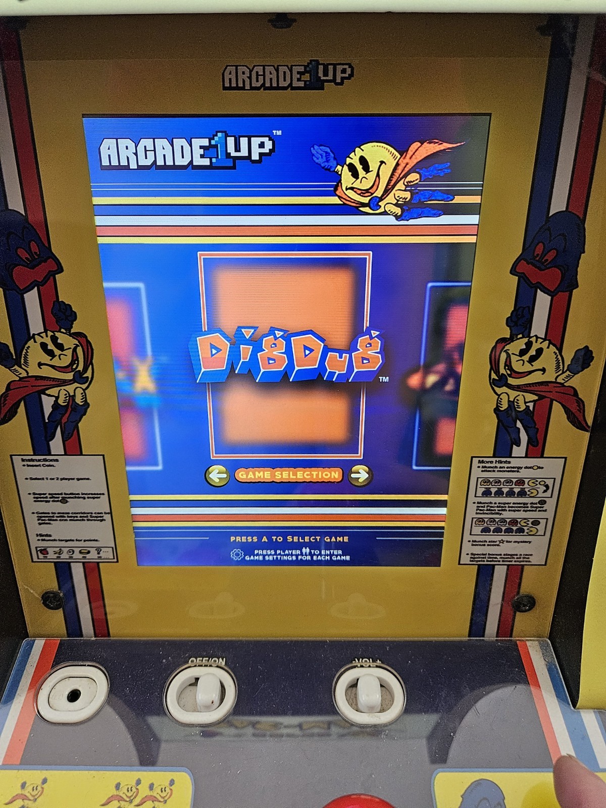 Arcade 1UP Super PAC-Man Counter Top Arcade Machine 4 Games PAC-C-01334 Tested