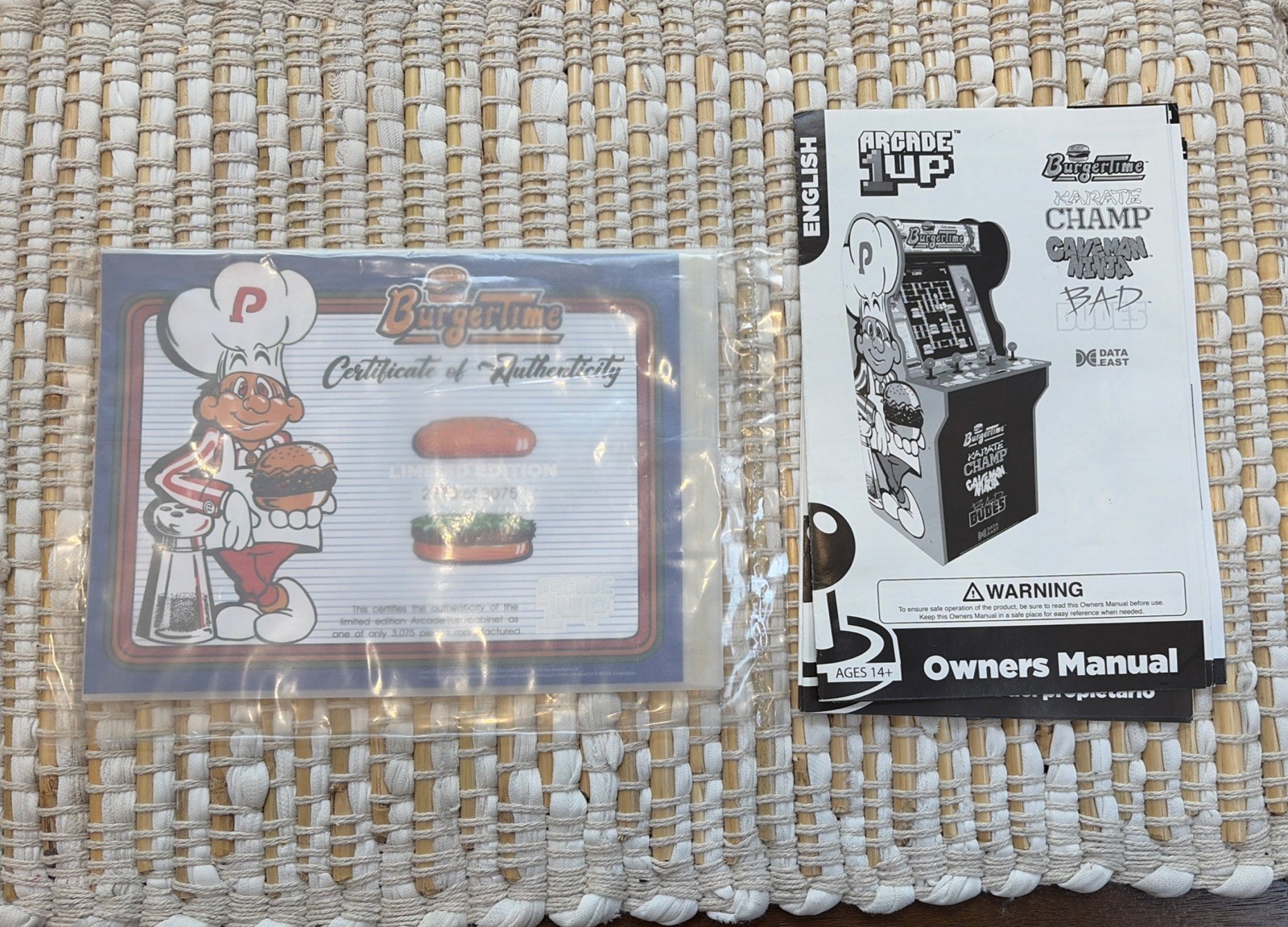 BurgerTime Arcade1up w/Stool, Riser & CoA! Burger Time Arcade Game Machine 1up !
