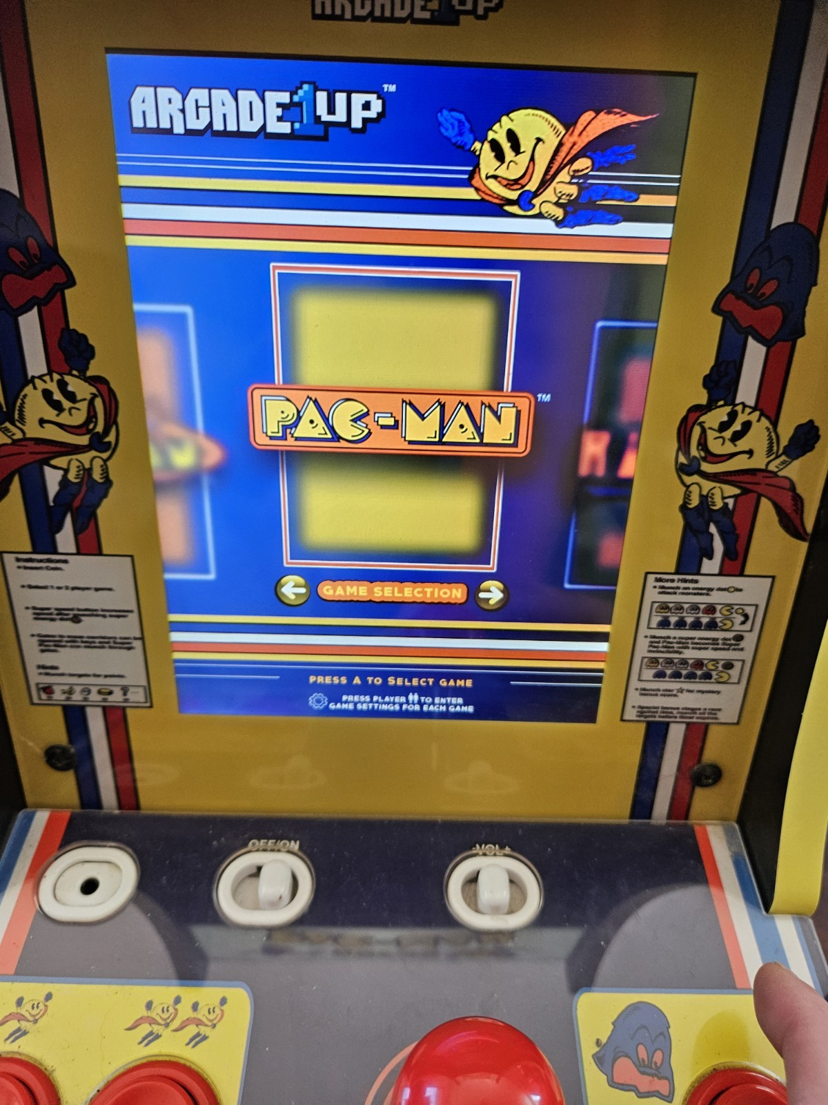Arcade 1UP Super PAC-Man Counter Top Arcade Machine 4 Games PAC-C-01334 Tested