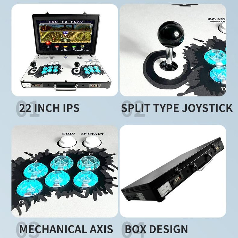 Portable 20000 in 1 Metal Box 3D Arcade Game Console, 22 Inch Screen Retro Elect