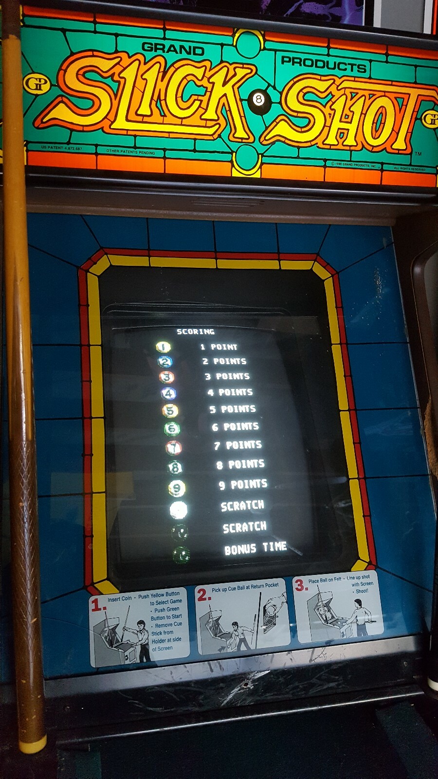 Slick Shot Arcade By Grand Products, original coin op video game, complete