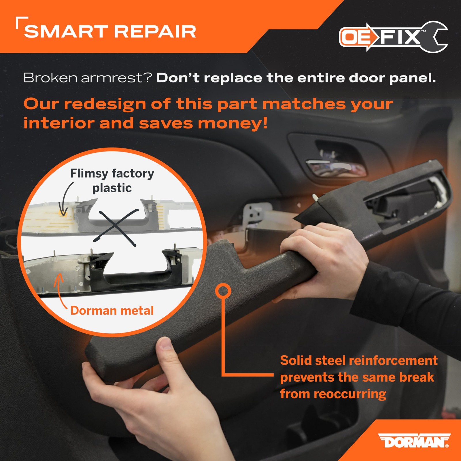 Dorman OE FIX Black Armrest Repair Kit for Chevy GMC SUVs and Trucks