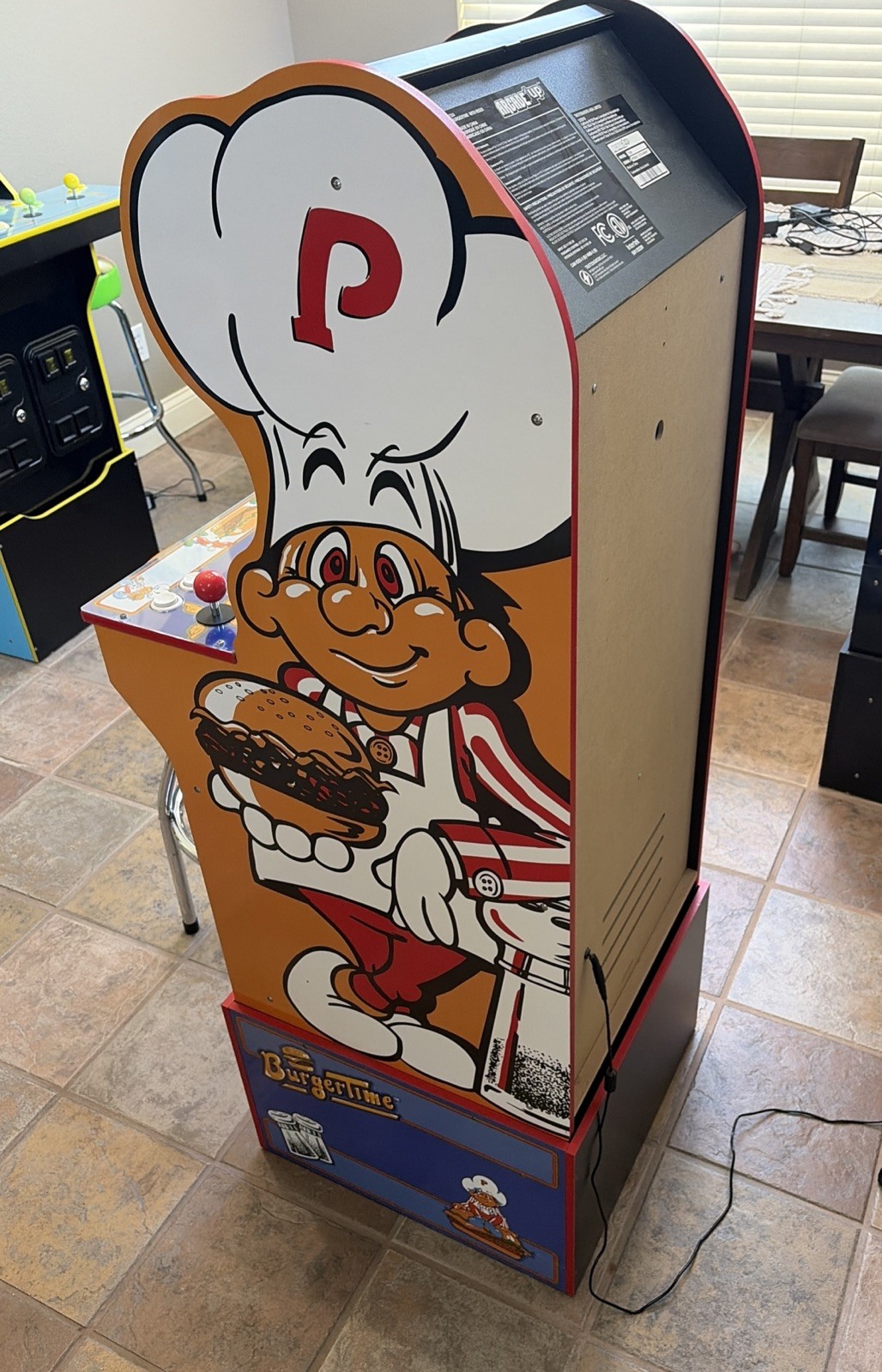 BurgerTime Arcade1up w/Stool, Riser & CoA! Burger Time Arcade Game Machine 1up !