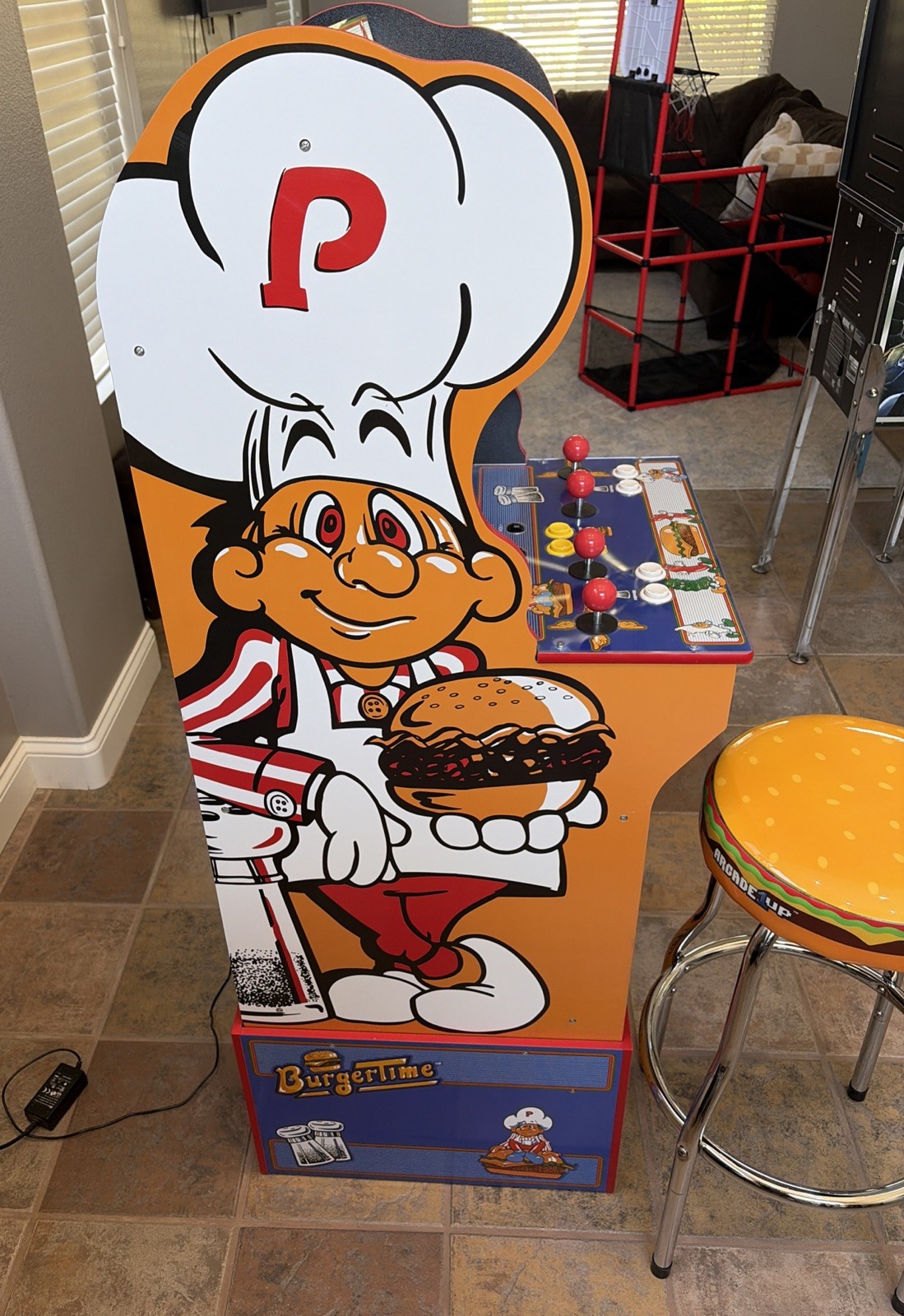 BurgerTime Arcade1up w/Stool, Riser & CoA! Burger Time Arcade Game Machine 1up !