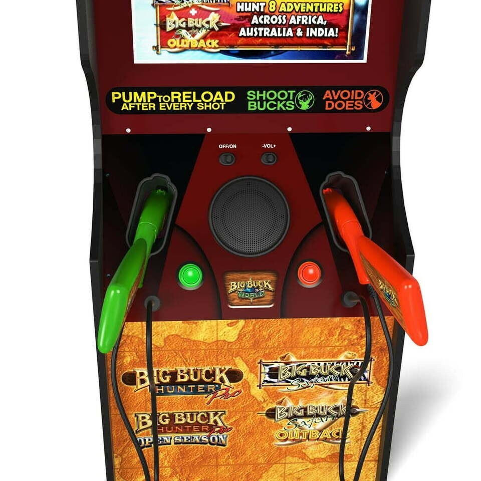 4 Ft Arcade1Up Big Buck Hunter World Classic Arcade Machine 2 Light Gun Rifles