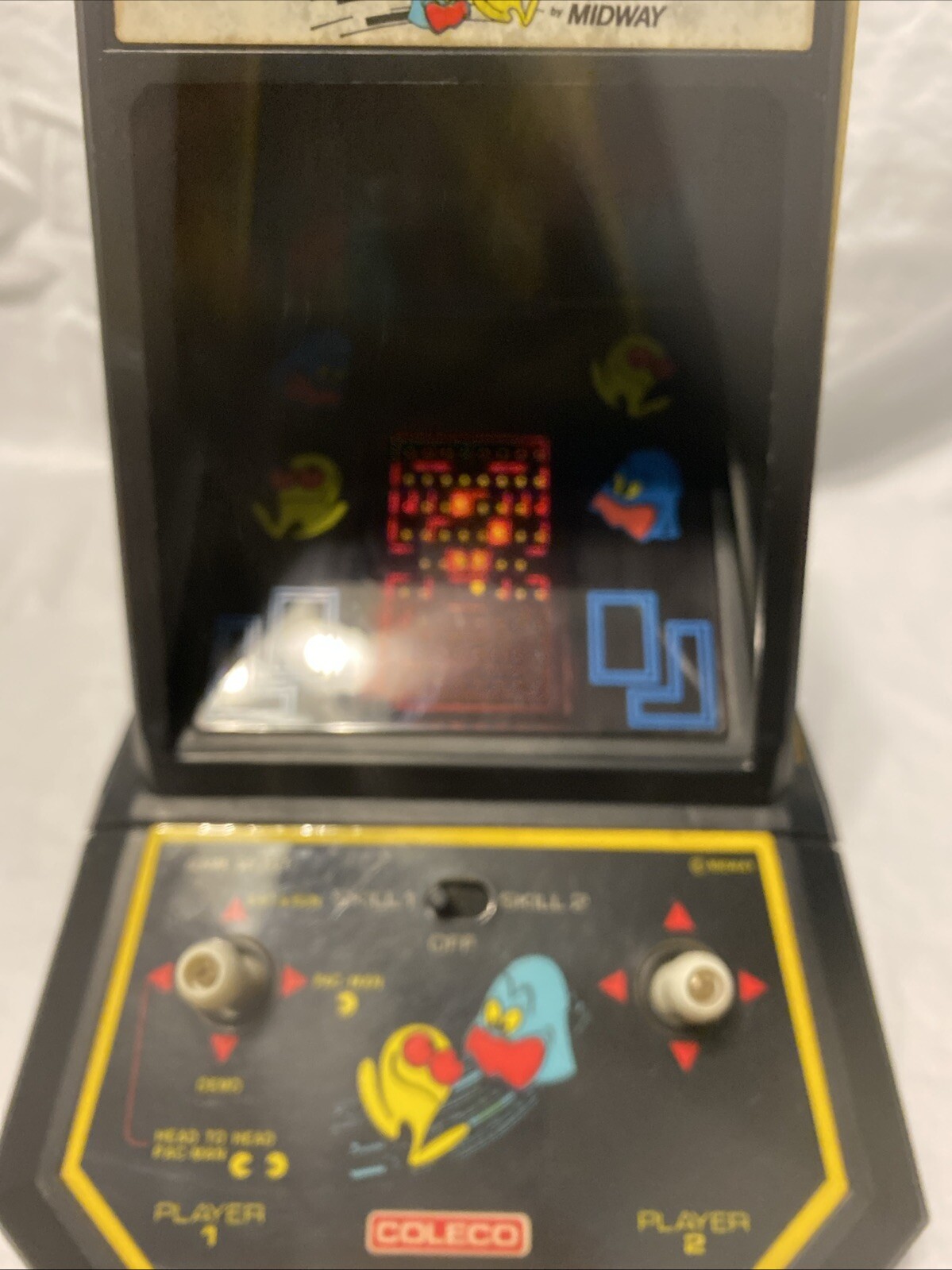COLECO Mini Arcade PAC-MAN Video Game Tabletop Midway Vintage Vtg TESTED WORKS