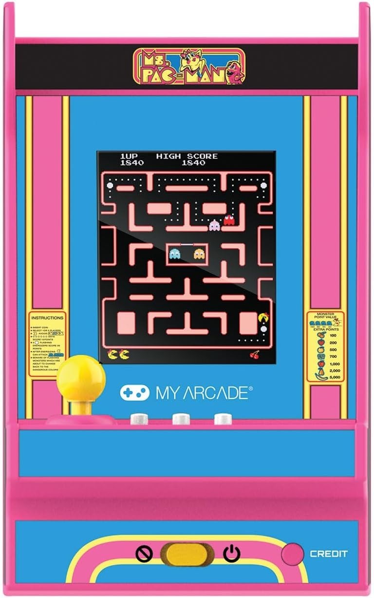 Ms. Pac-Man 4.8” Mini Arcade with 2.4” Screen – Nostalgic Gaming Experience