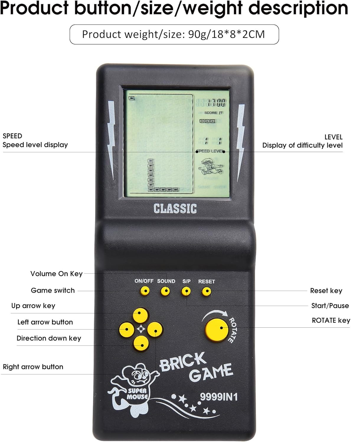 3.5-Inch Large Screen Retro Brick Game Console for the 80S/90S Build in Block Ga