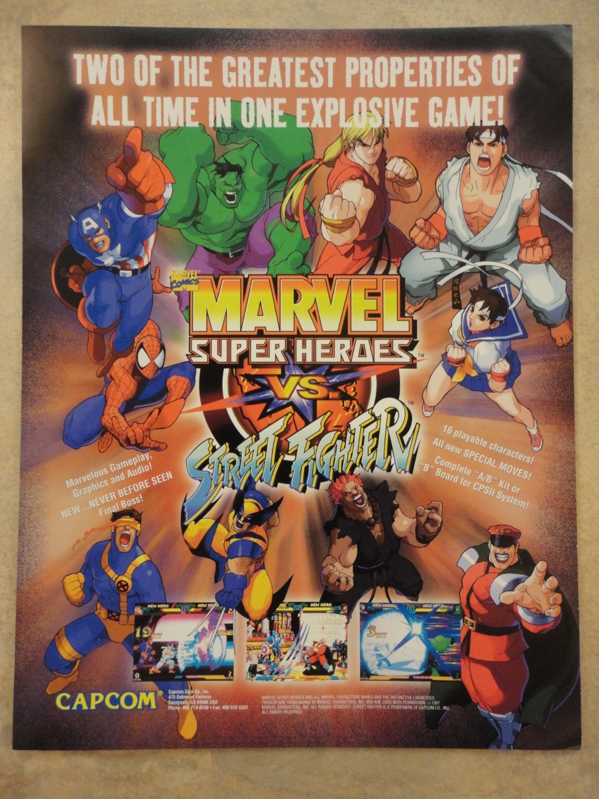Marvel Super Heroes VS Street Fighter Video Game Flyer Original Capcom 1997