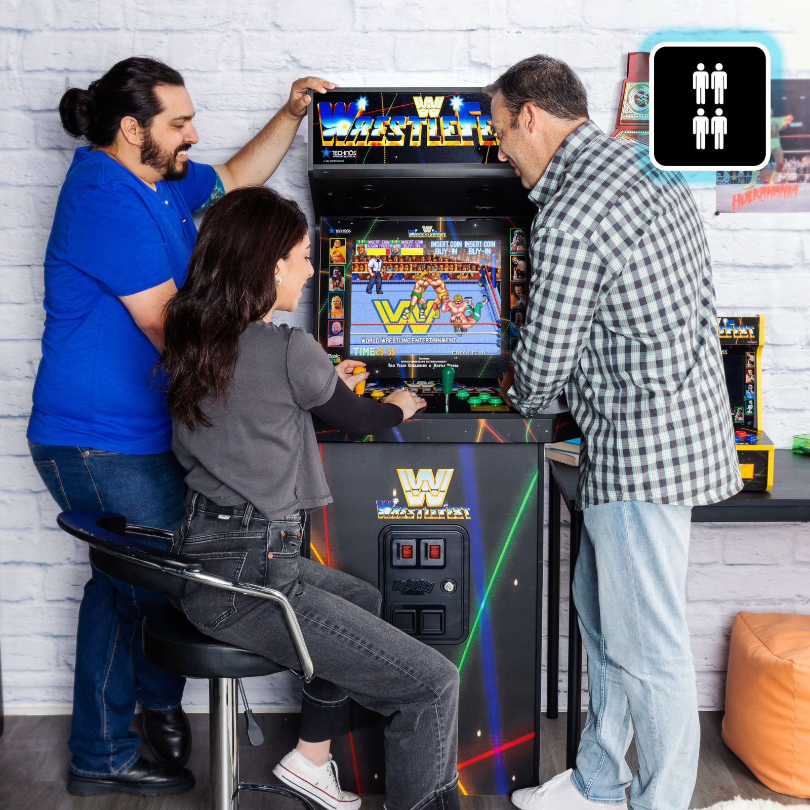 4 Player WWE Supreme Series Premium Arcade Cabinet, 5 Games Included