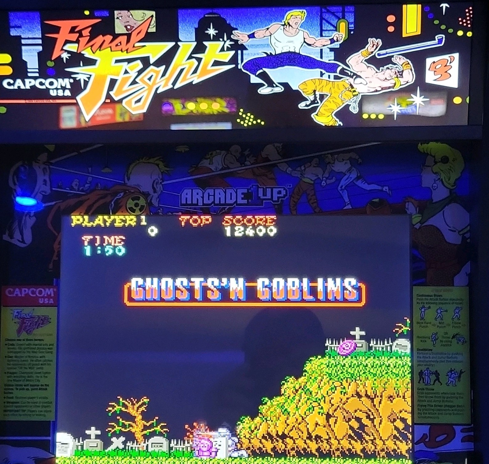 Arcade1Up Final Fight Capcom Arcade Cabinet w/ Riser – Light Up Marquee