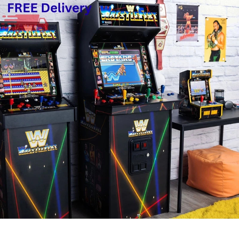 WWE 4 Player Arcade Cabinet 5 Games 19” Screen Light Up Marquee Retro