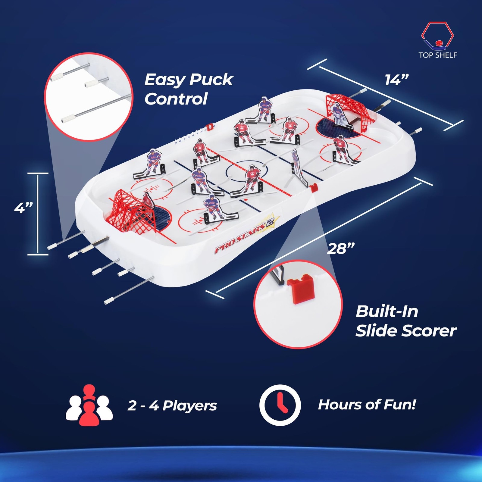 TOP SHELF Pro Stars: Ultimate Table Hockey Game – 28″ x 14″ Arcade Thrills fo…