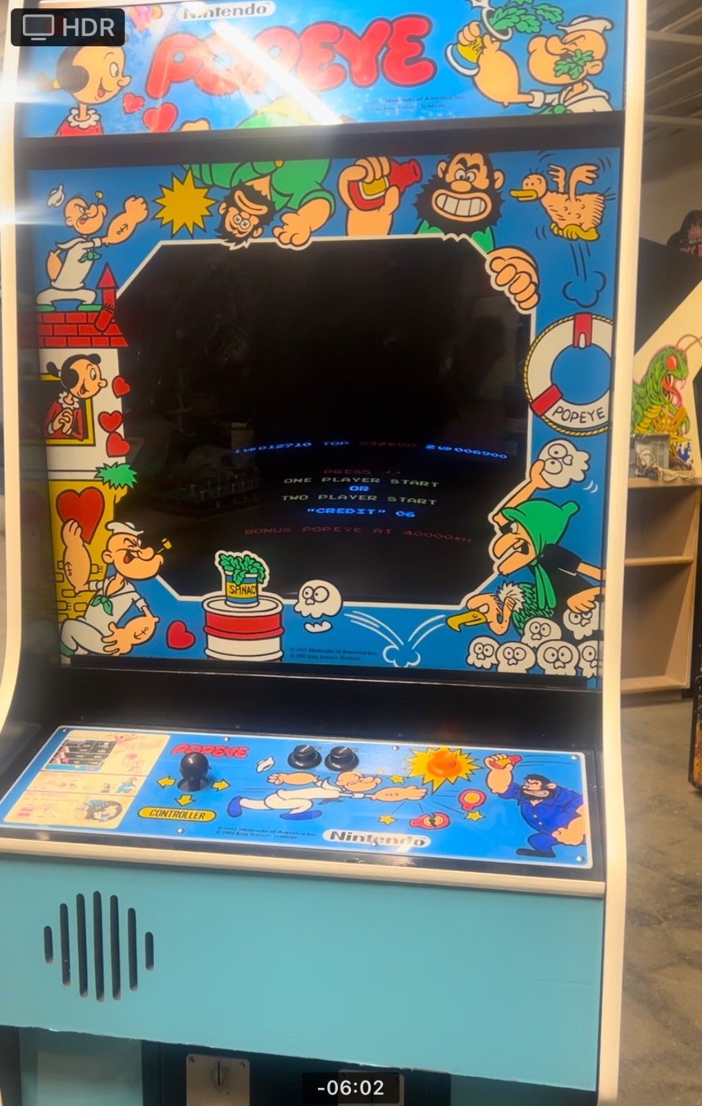 POPEYE ARCADE MACHINE by NINTENDO 1982 (Excellent) *RARE*