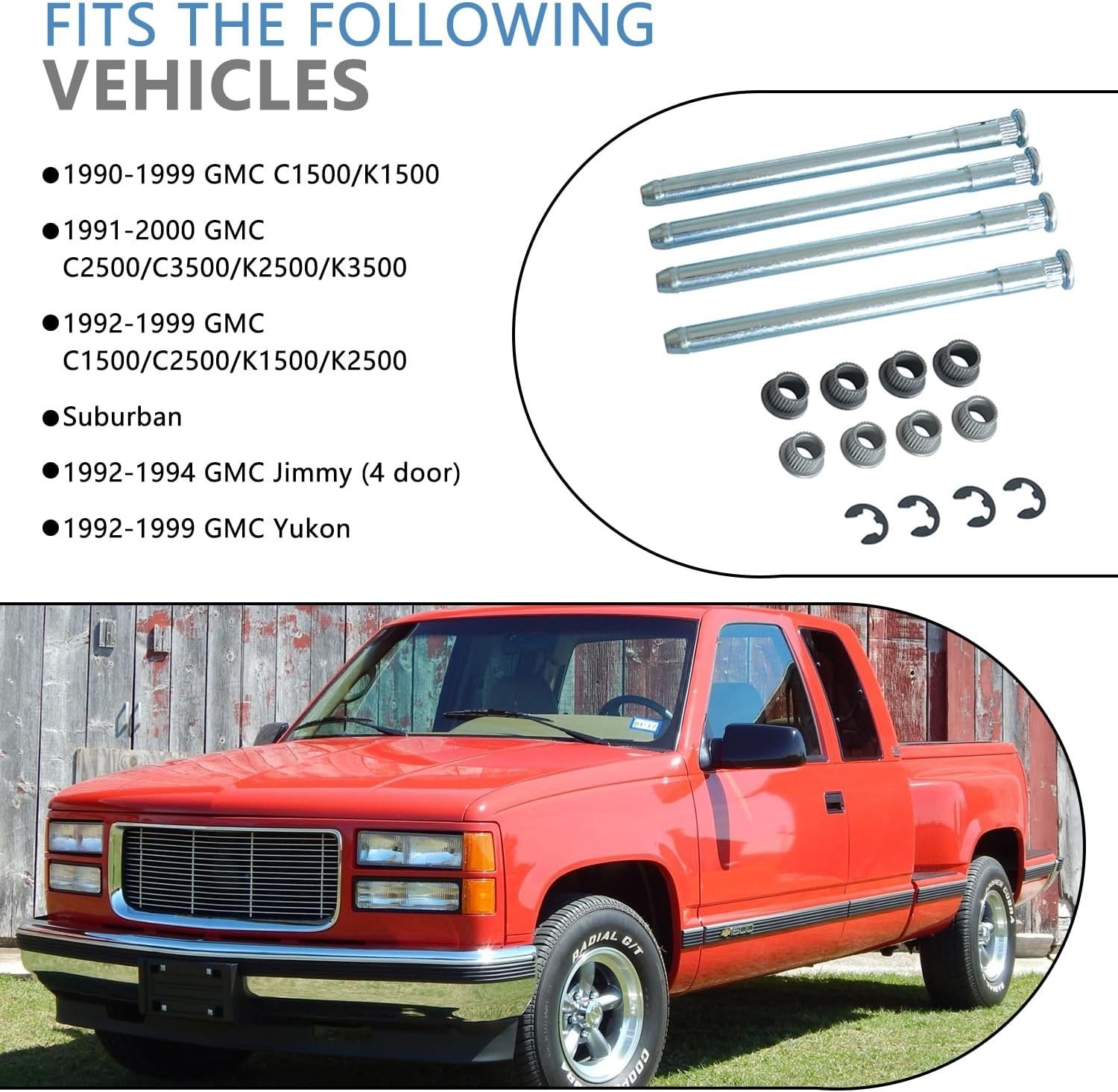 Door Hinge Pin Bushing Repair Kit for Chevy GMC 1500 2500 3500 Tahoe Suburban