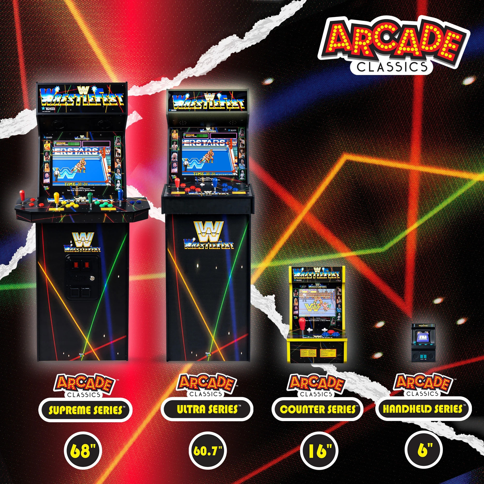 Arcade Classics WWE Counter Series Game 8″ Liquid Crystal Screen & 4 Games