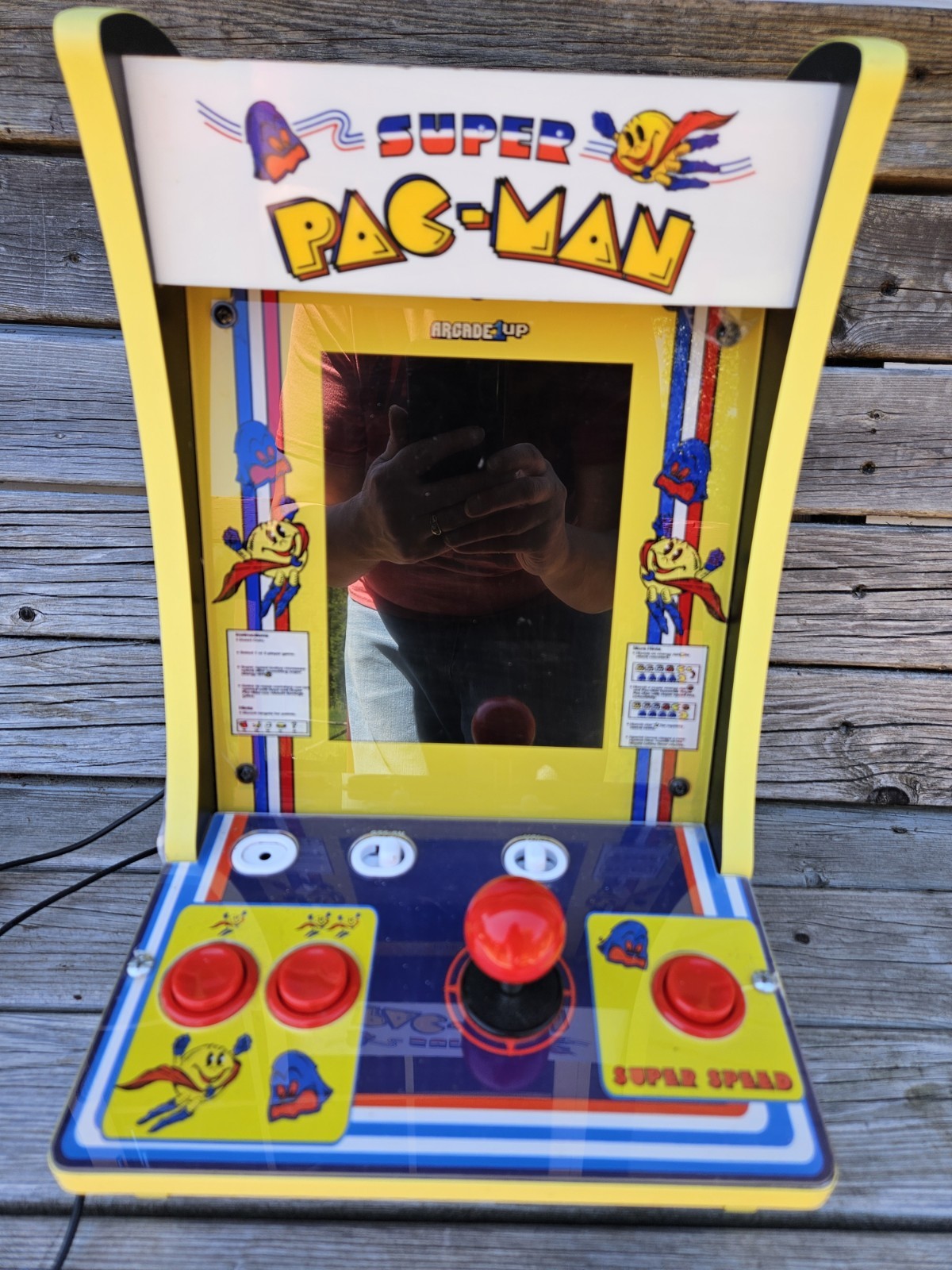 Arcade 1UP Super PAC-Man Counter Top Arcade Machine 4 Games PAC-C-01334 Tested