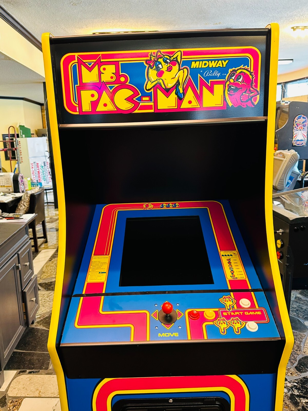 Ms Pacman Arcade Game, Lots Of New Parts,Free shipping