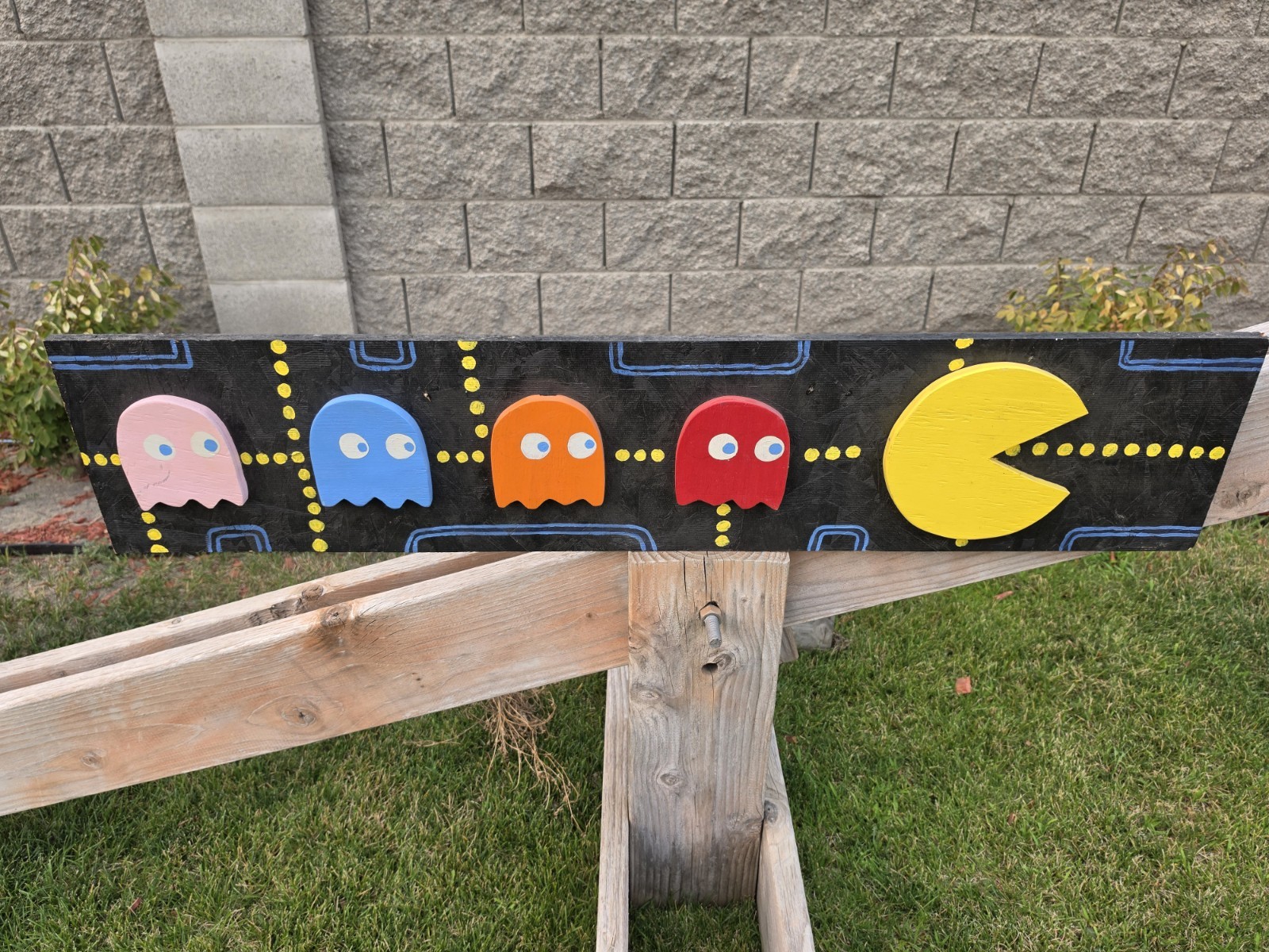 ARCADE WOOD SIGNAGE COOL VINTAGE WALL ART PUB CRAFT PAC MAN COLLECTOR PEICE