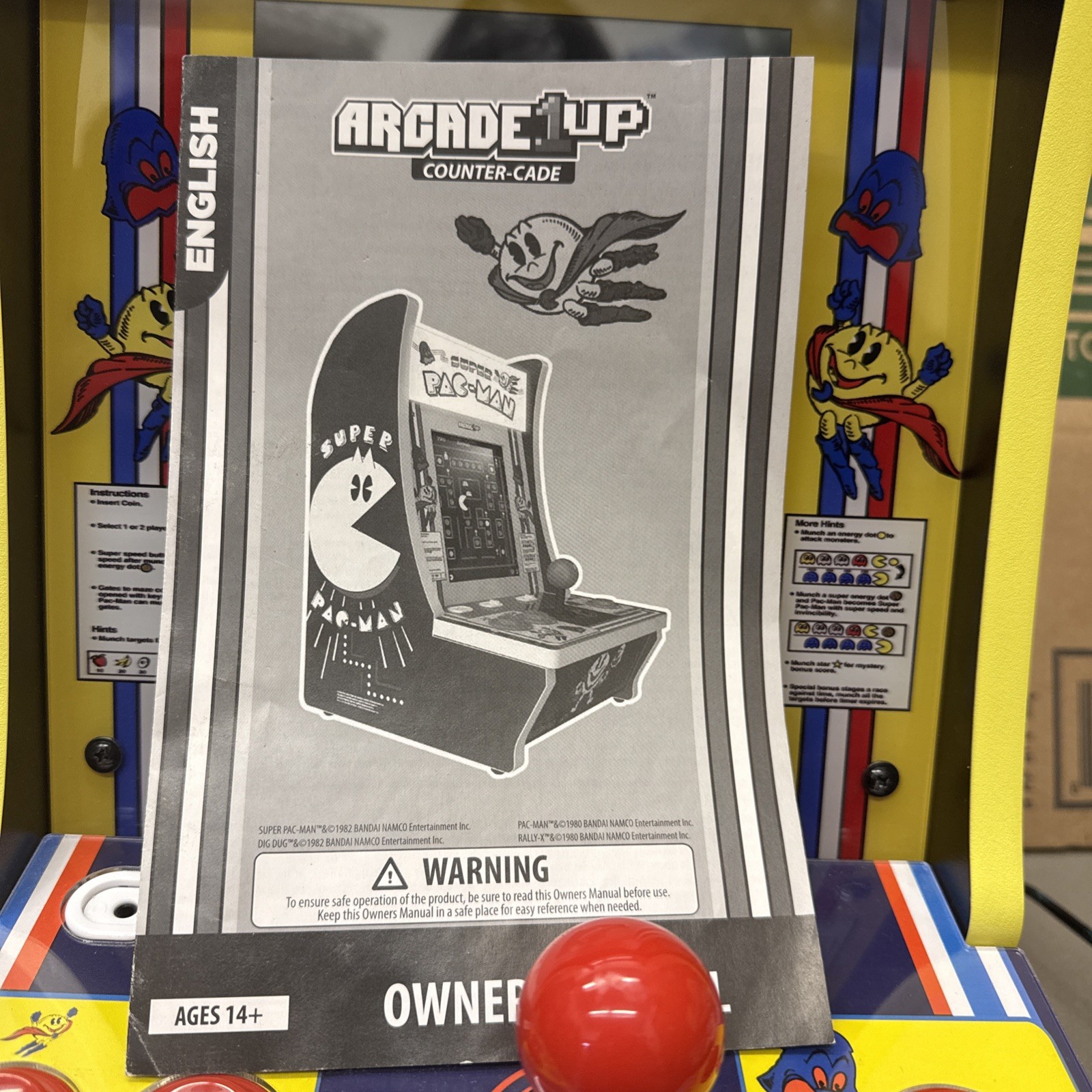 1982 – Super PAC-MAN Arcade 1UP Counter-Cade – GUC – With Manual – Power Adapter