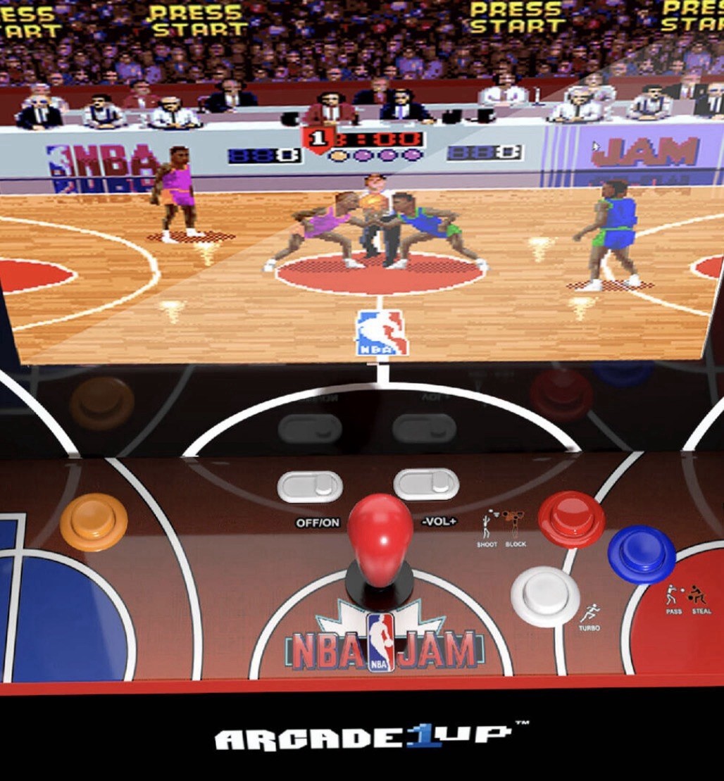 Arcade1Up NBA Jam Partycade Retro Console, 17″ LCD Screen, Clear Deck Protector,