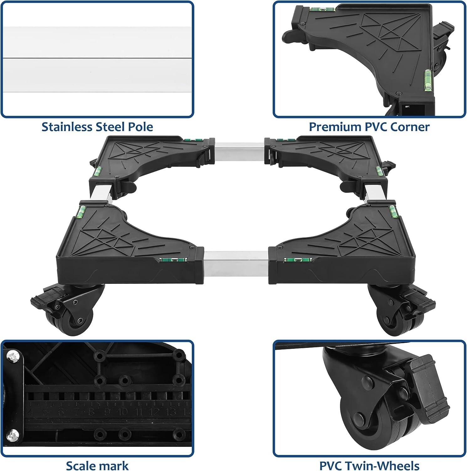 Arcade1UP Cabinet Riser BOOSTER – 4.3 inches w/ Locking Caster Wheels – BLACK