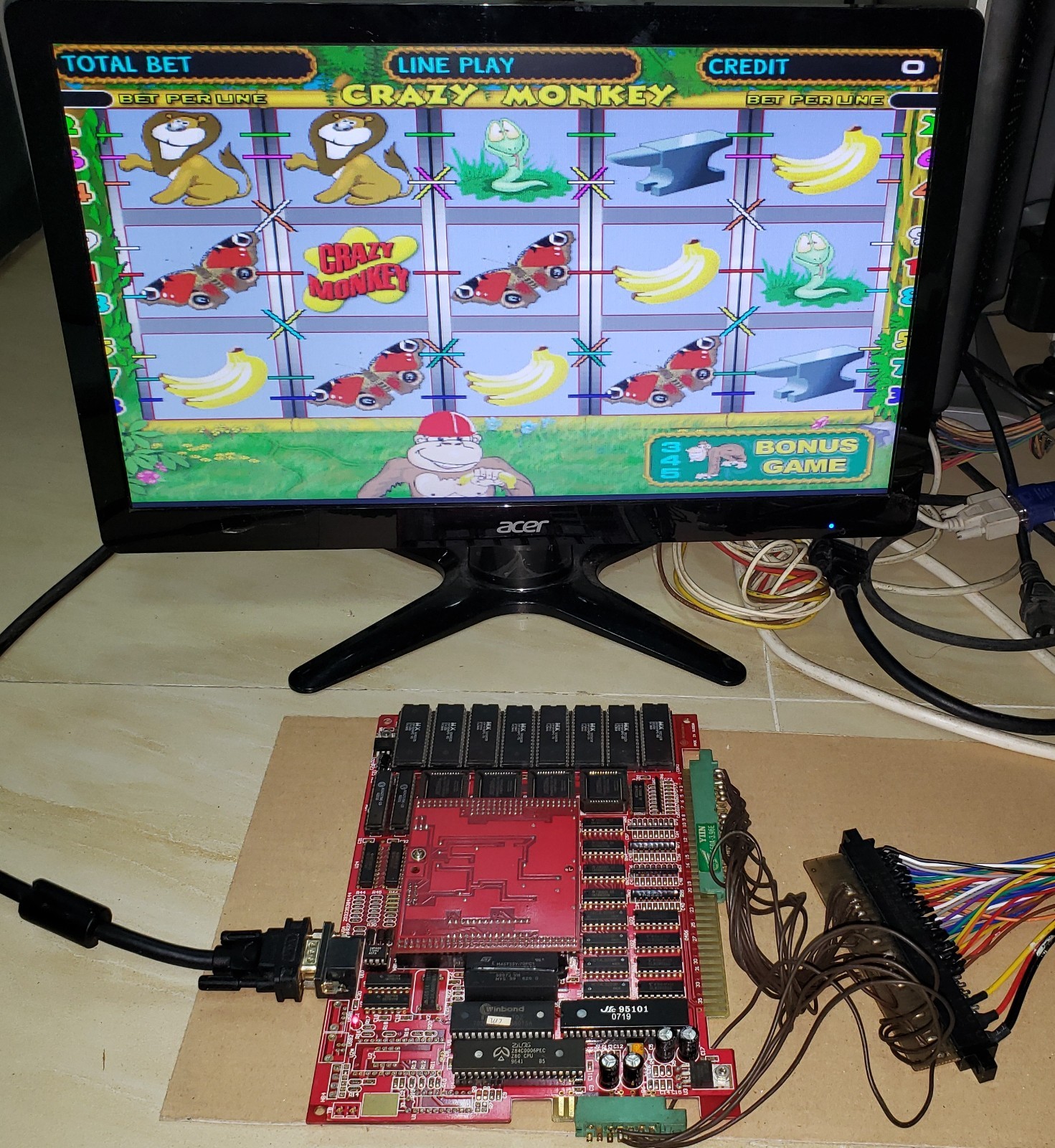 Crazy Monkey Slot Game PCB IGS System Board Arcade Video Game