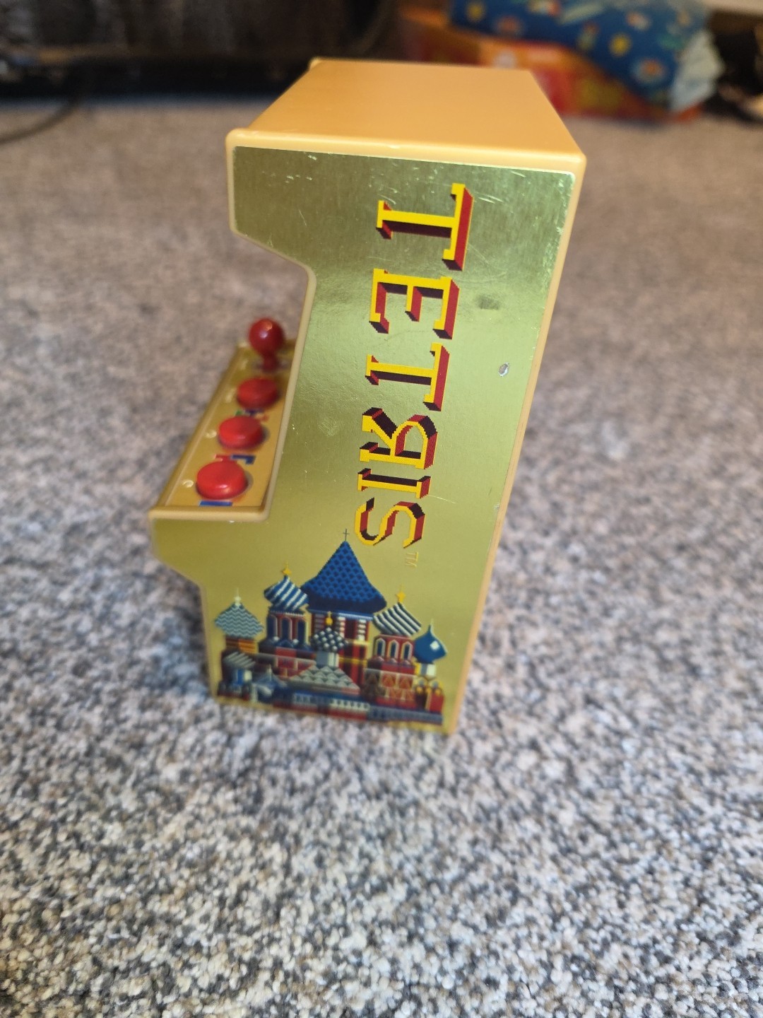 Tetris Hand Held Classic Arcade GOLD Mini Retro VIDEO Game TESTED WORKS FUN