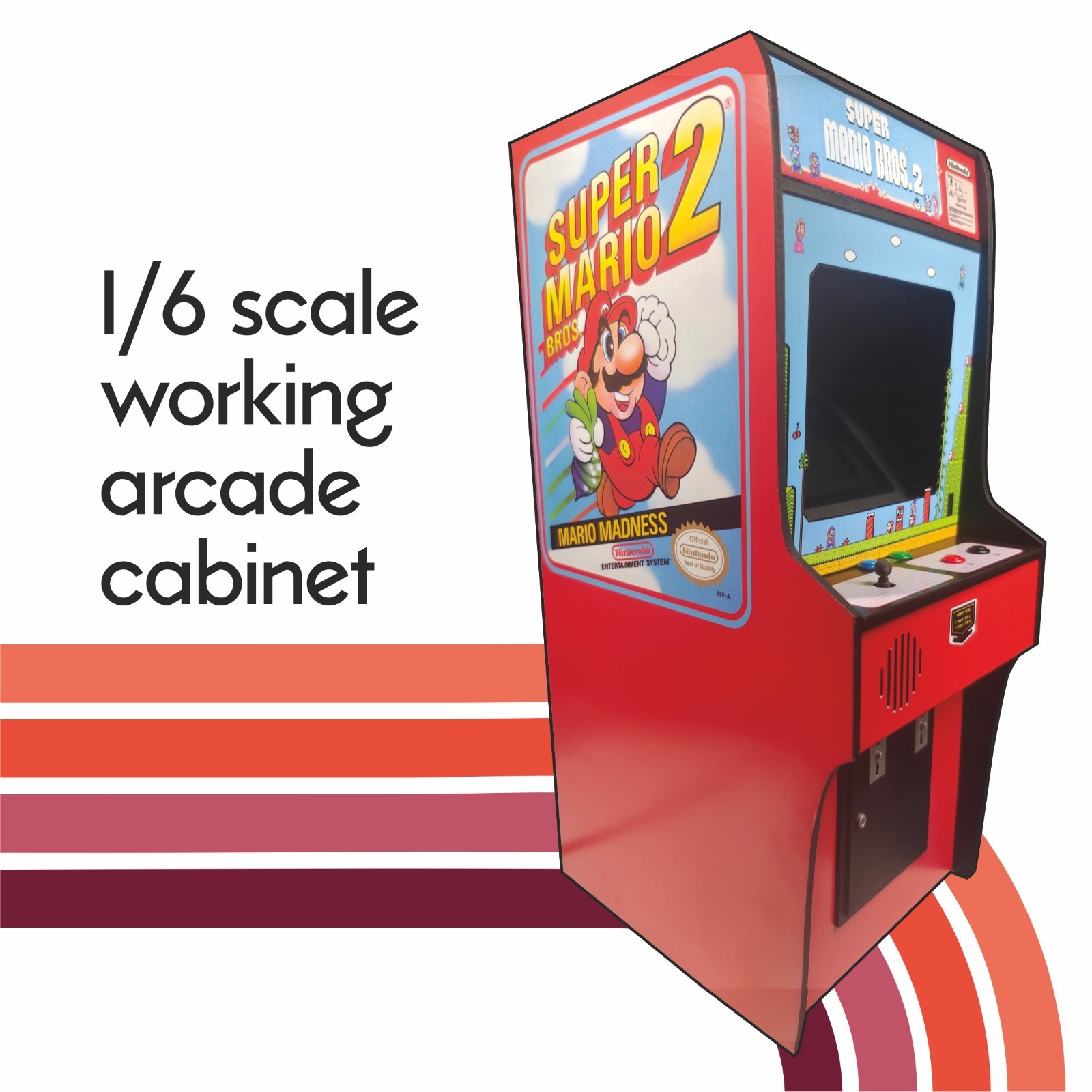 Super Mario Bros 2, 1/6 scale mini working arcade cabinet.