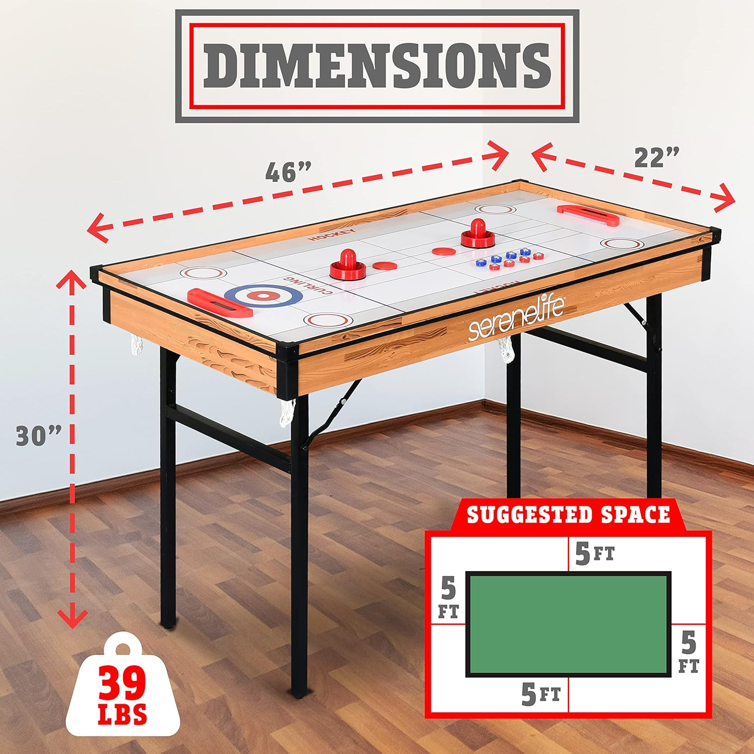 4 in 1 Multi Game Table, 4’X2’ Folding Portable Sports Arcade Games with Accesso