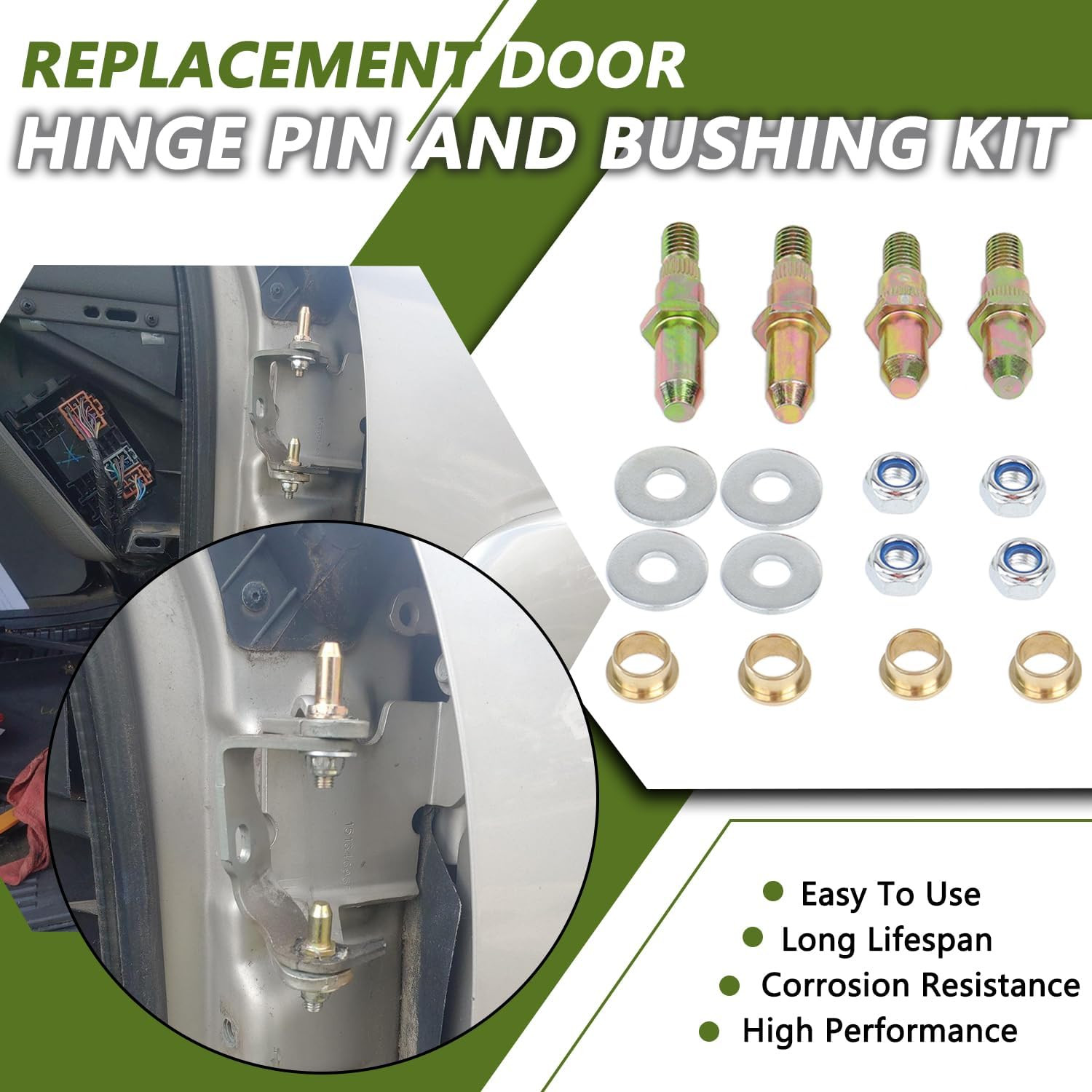 Door Hinge Pin and Bushing Repair Kits Compatible with Chevy GMC 1999-2007 Chevr