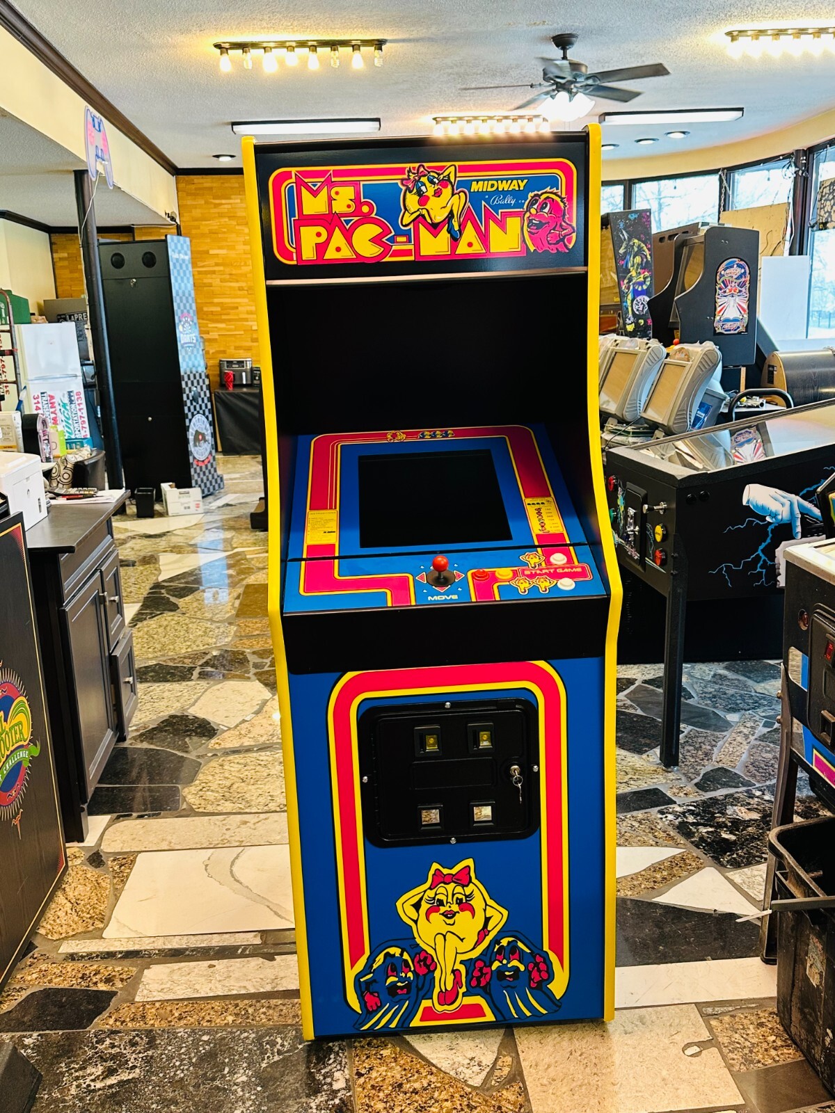 Ms Pacman Arcade Game, Lots Of New Parts,Free shipping