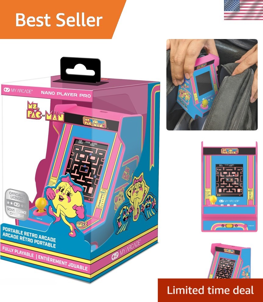 Ms. Pac-Man 4.8” Mini Arcade with 2.4” Screen – Nostalgic Gaming Experience