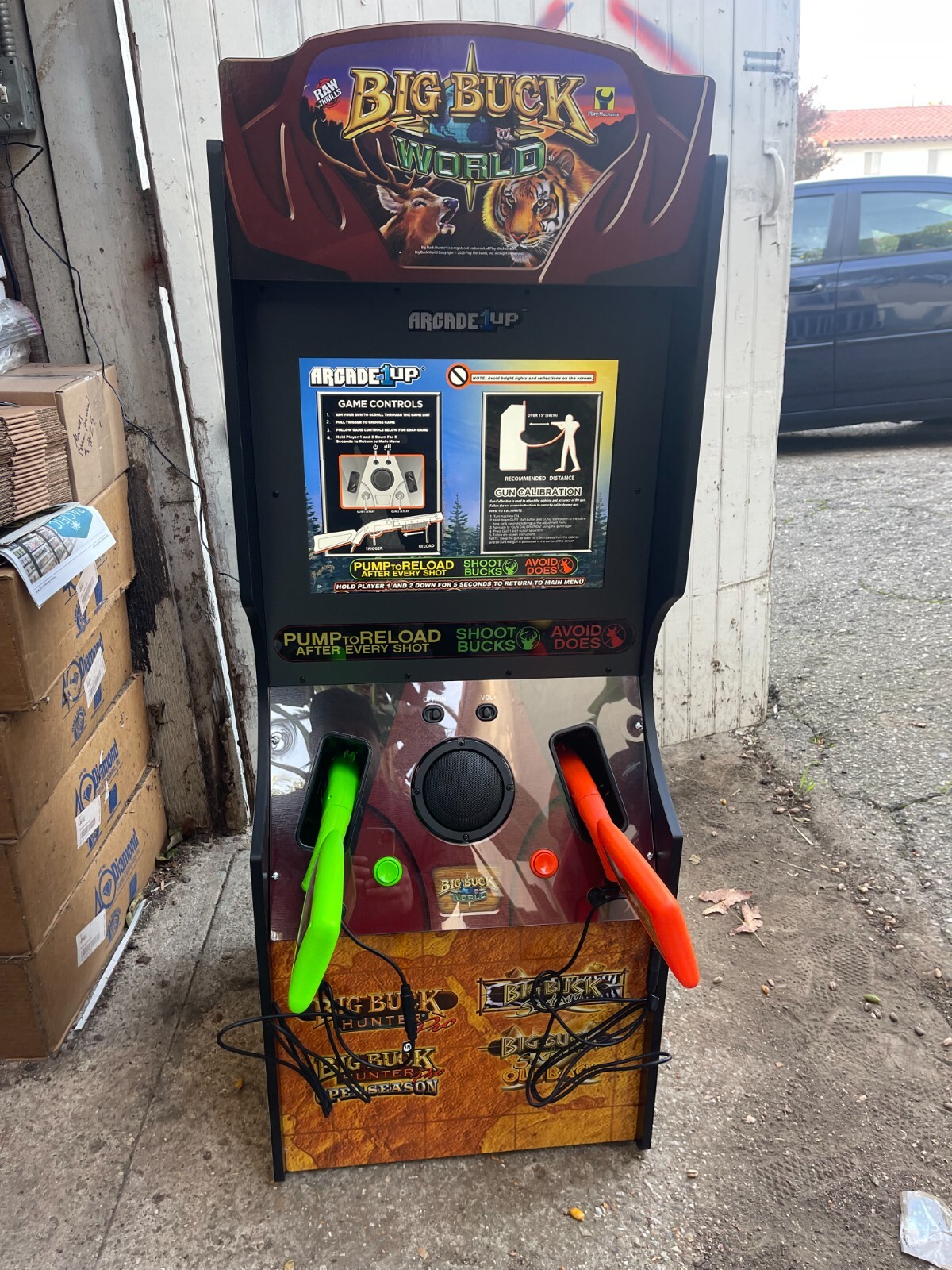 4 Ft Arcade1Up Big Buck Hunter World Classic Arcade Machine 2 Light Gun Rifles