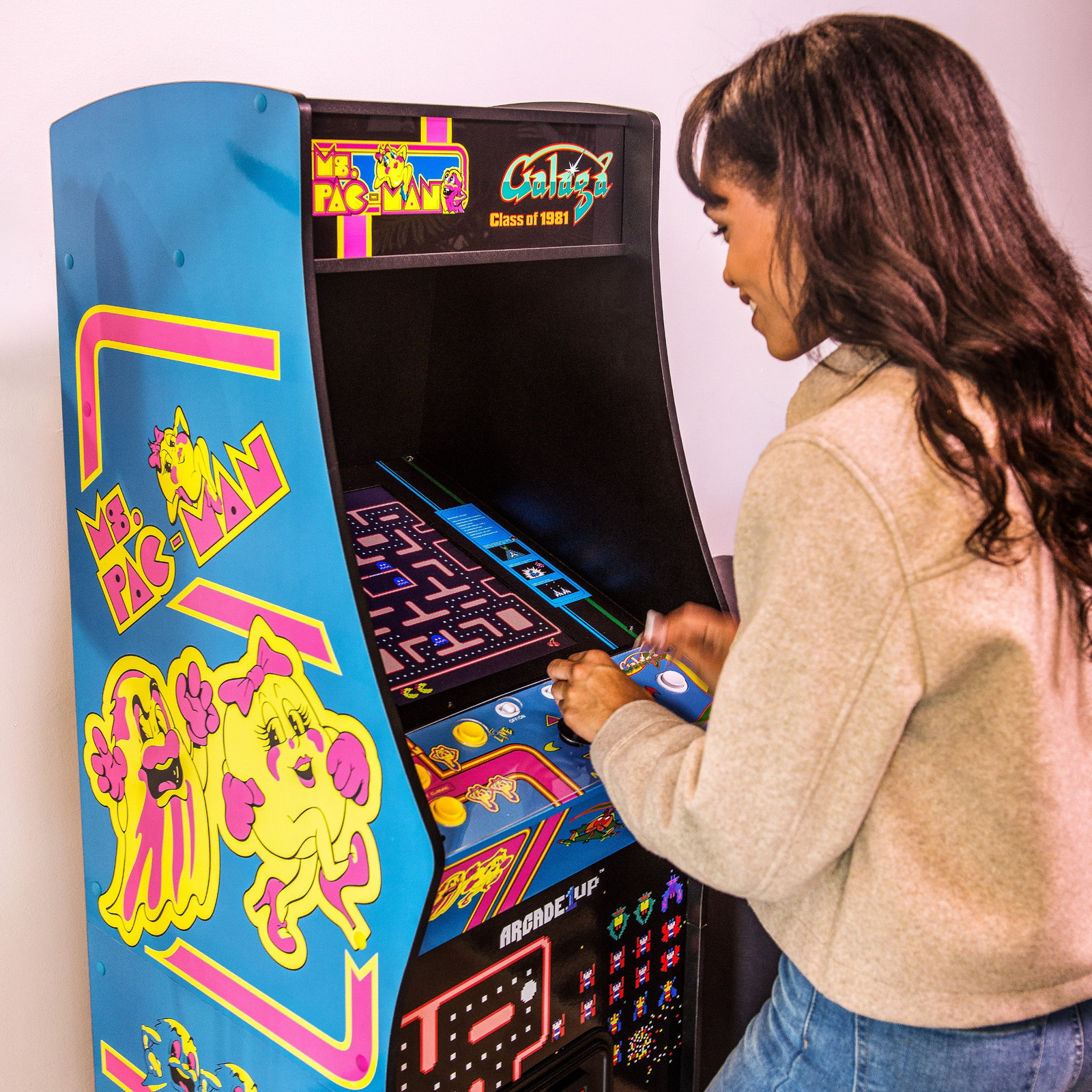 Ms. PAC-MAN & GALAGA Class of ’81 Deluxe Arcade Game with WIFI, 12 Classic Games