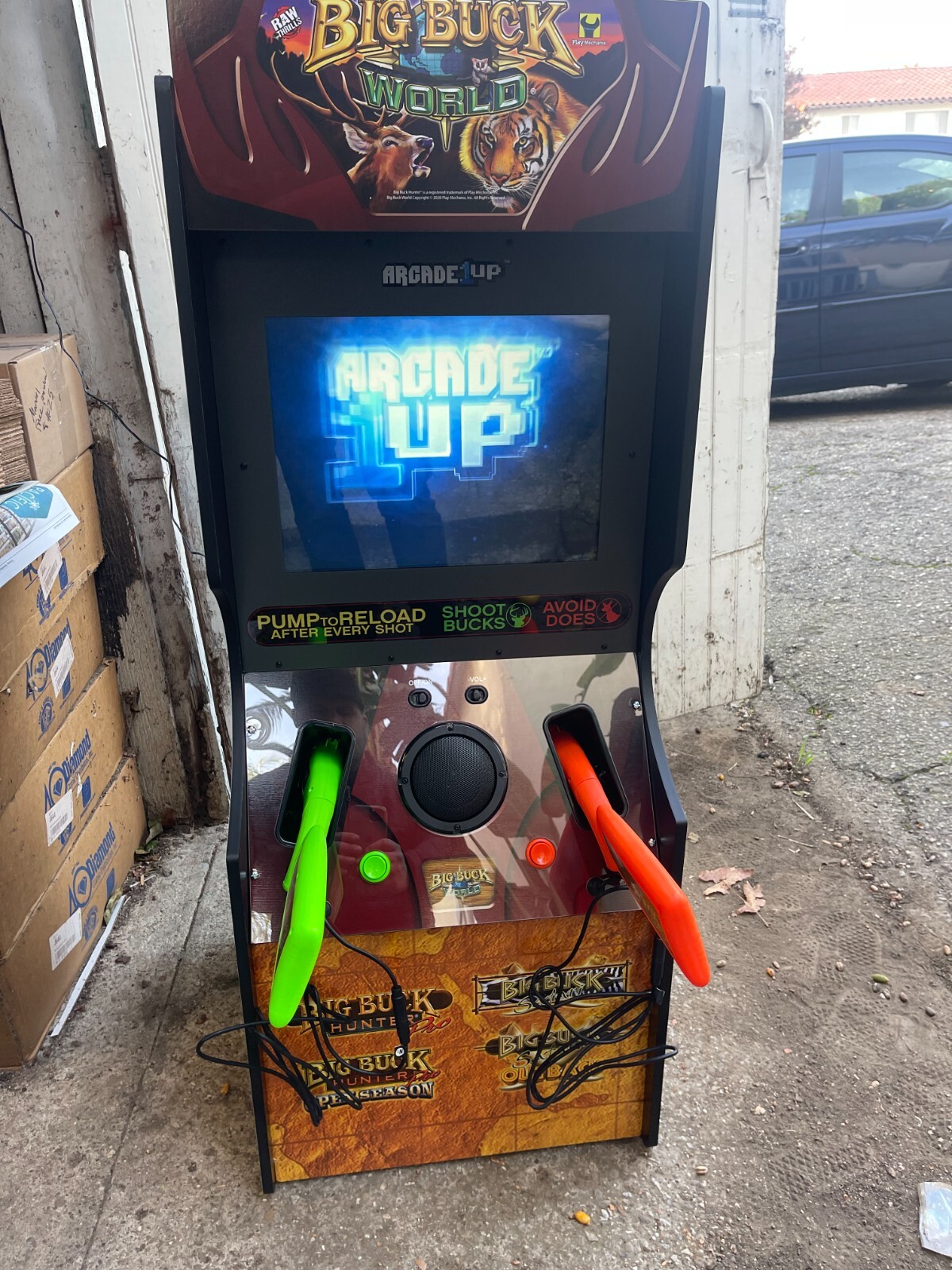 4 Ft Arcade1Up Big Buck Hunter World Classic Arcade Machine 2 Light Gun Rifles