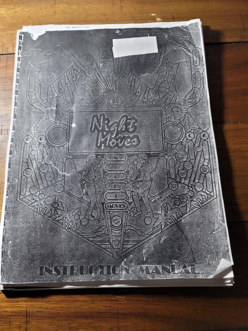RARE GAME MANUAL for 1989 International Concepts NIGHT MOVES Pinball Machine