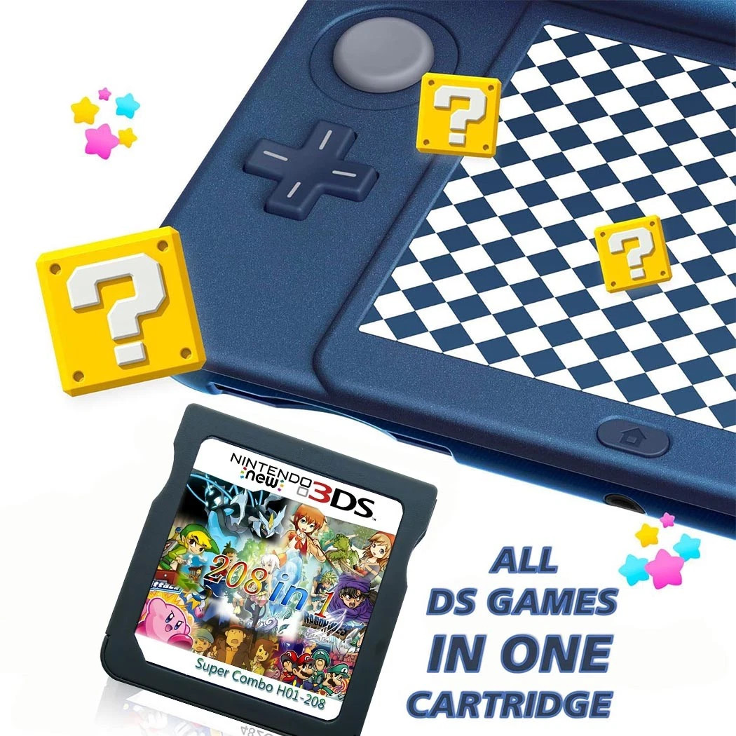 DS Game Super Combo 208 in 1 Game Cartridge for DS 2DS 3DS NDS DSI NDSI XL Lite