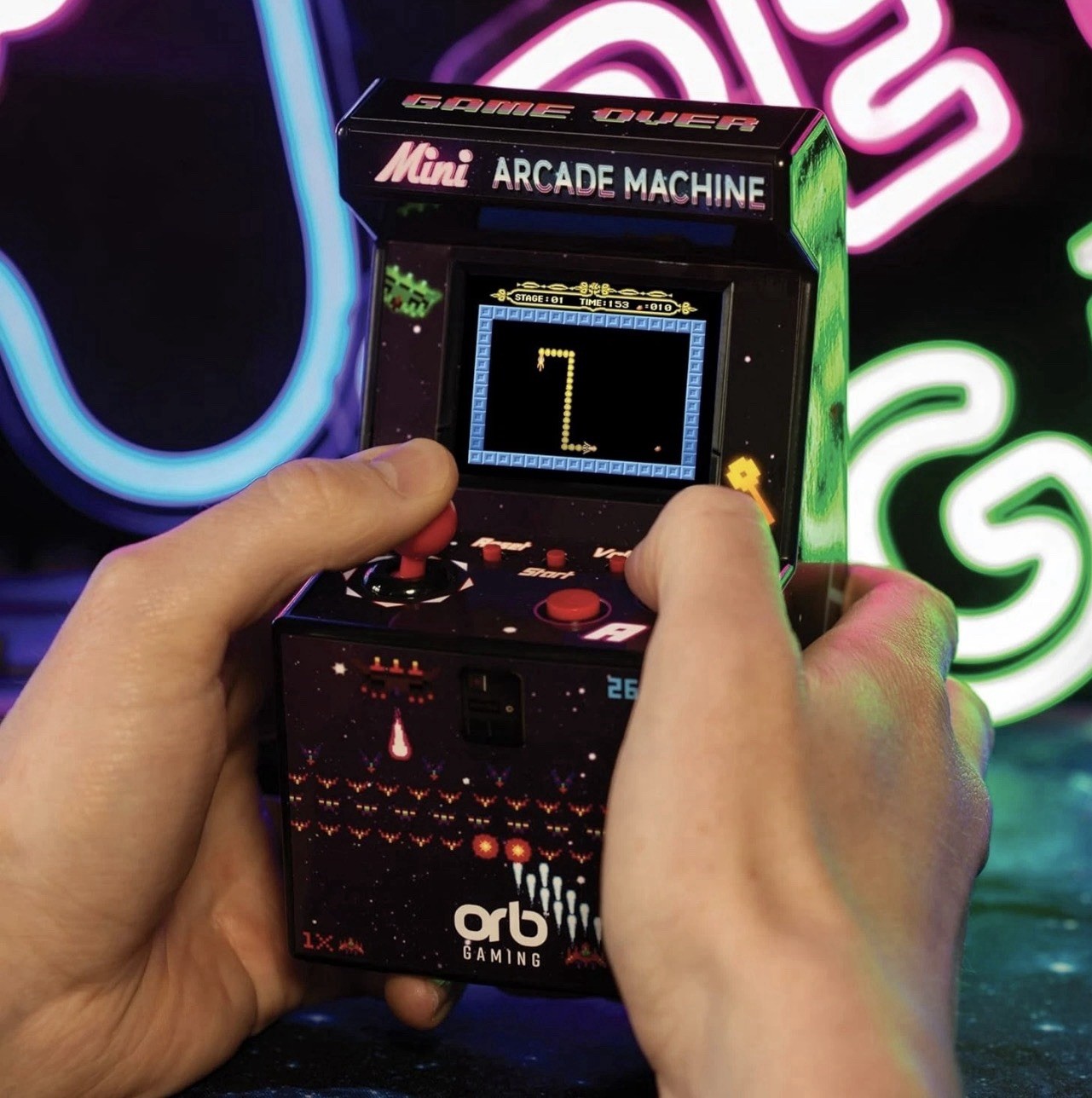 Mini Arcade Machine, 240 Built-In 8-Bit Games, 2.5” Full Colour Screen, 8-Way Jo