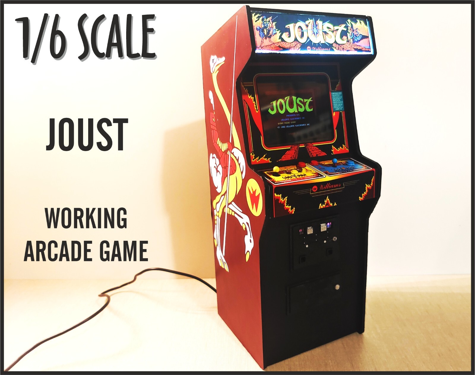 Joust 1/6 scale mini working arcade cabinet (Playscale, New Wave Toys).