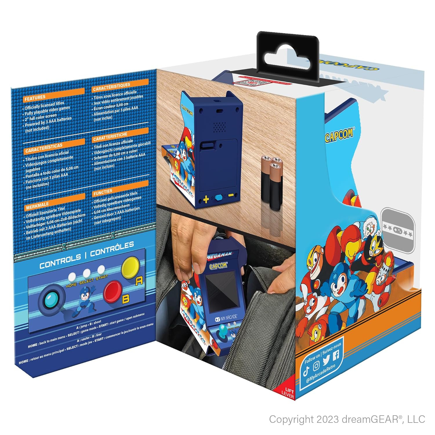 Mega-Man Pico Player: 3.7″ Portable Arcade with 6 Retro Games and Color Display