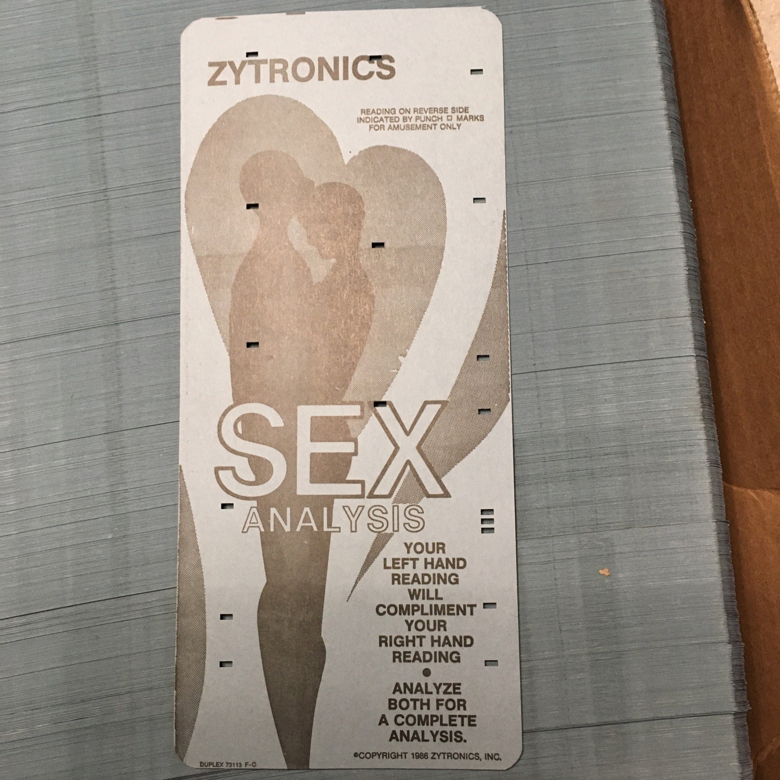 Zytronics Sex Analysis Arcade Cards NEW Box of Blue, a few Pink See PICs