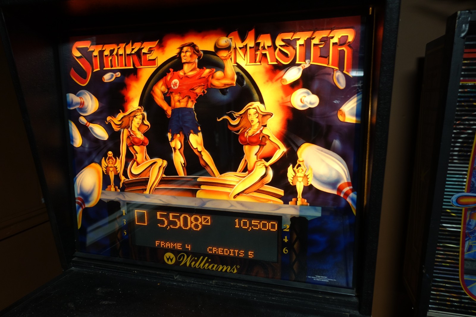 1991 Williams Strike Master Shuffle Alley Bowling Arcade Game (works!)