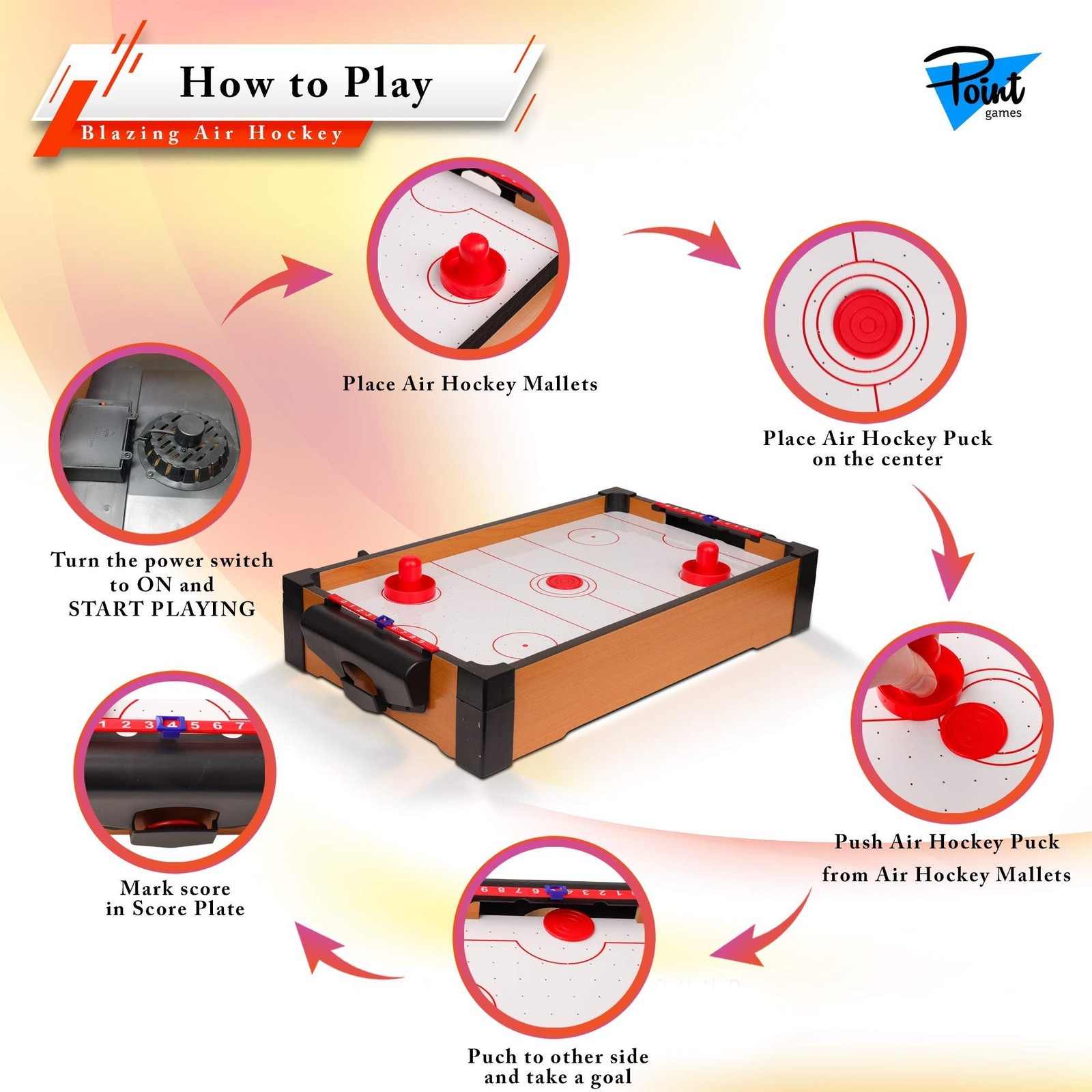 Point Games Hockey Table, Mini Table Games for Kids, Arcade Game for Boys & G…