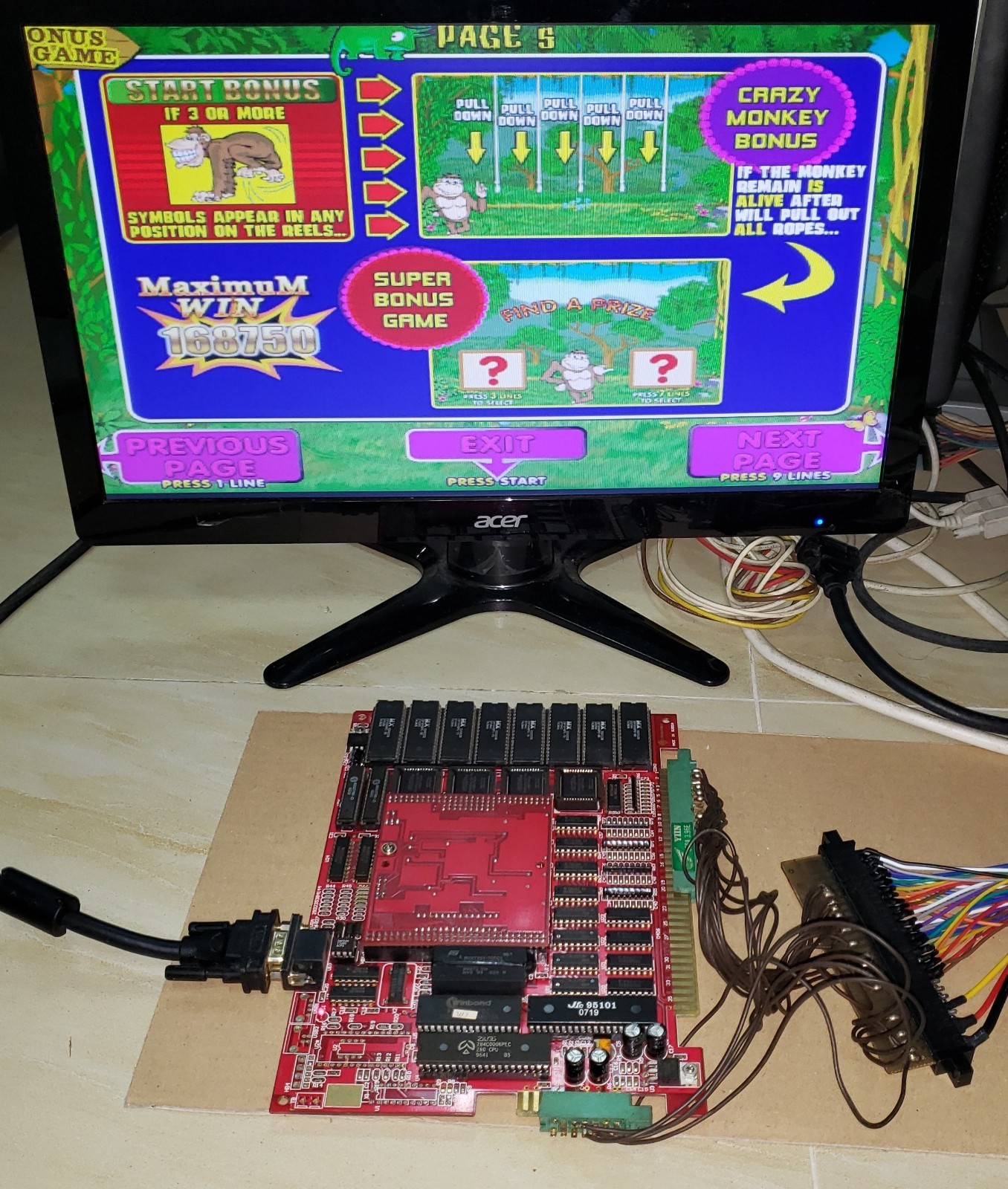 Crazy Monkey Slot Game PCB IGS System Board Arcade Video Game