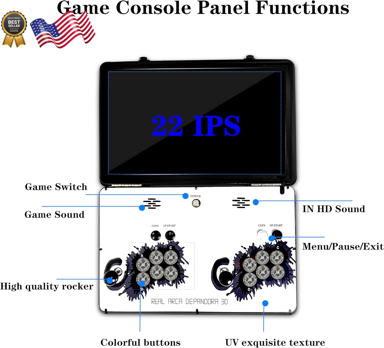 Portable 20000 in 1 Metal Box 3D Arcade Game Console 22 inch Screen Retro