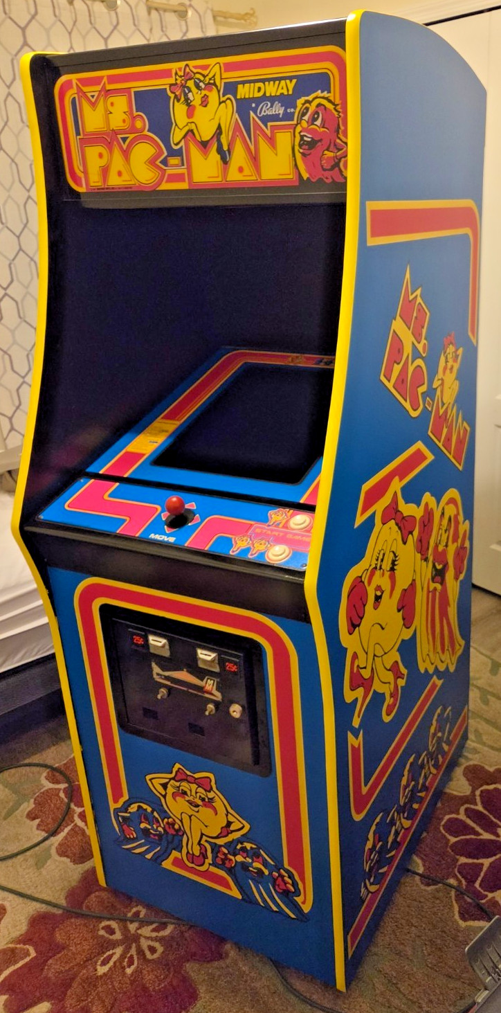 REFURBISHED MS. PACMAN, NEW ART WORK, NEW CAP KIT ON MONITOR, NEW JOYSTICK PARTS