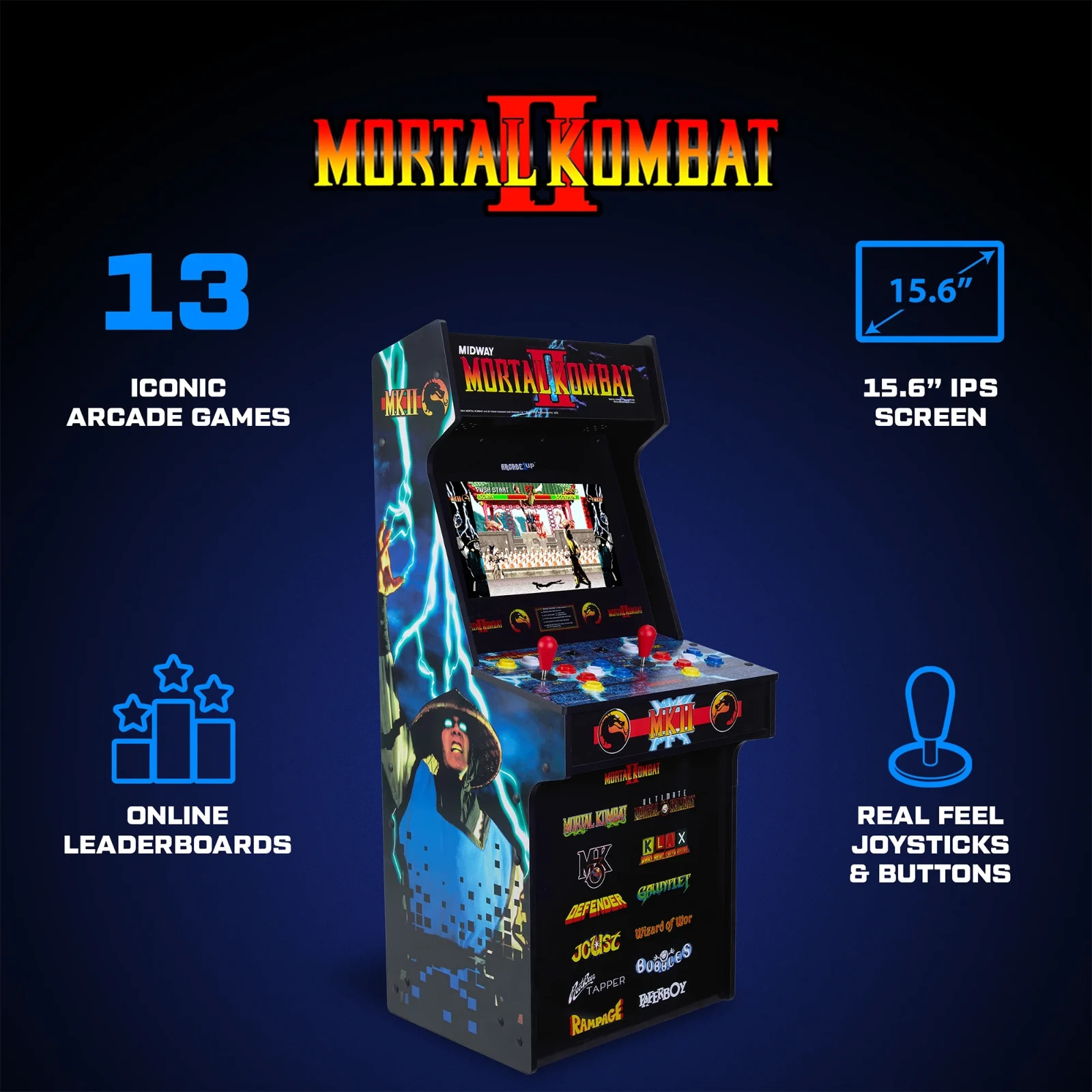 2-Player Arcade1Up Mortal Kombat II Classic w/ 13 Games At-Home Arcade Machine